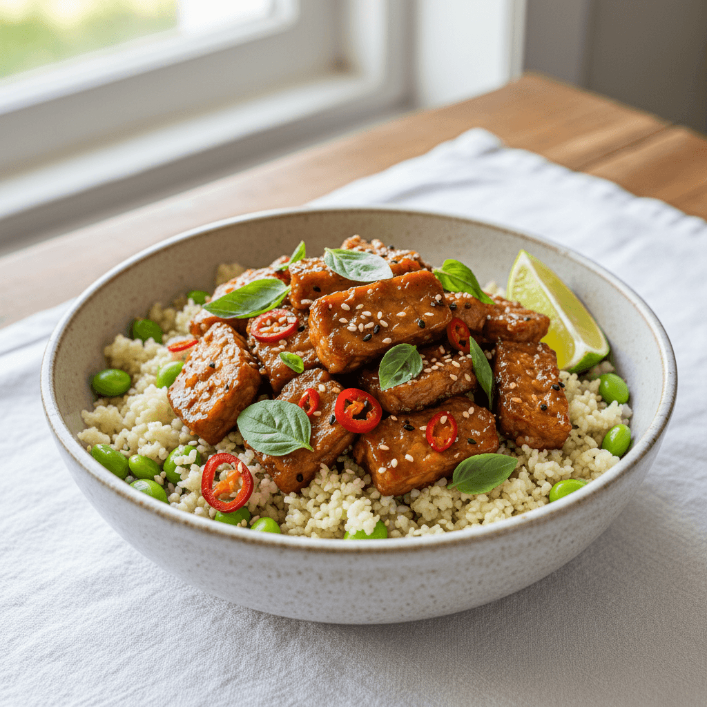 Bowl thaï au tempeh caramélisé et chou-fleur