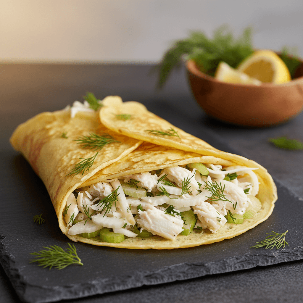 Egg wrap au crabe et salade de fenouil