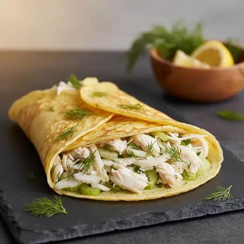 Egg wrap au crabe et salade de fenouil