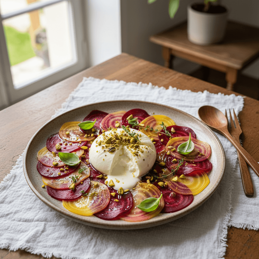 Carpaccio de betteraves à la burrata