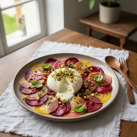 Carpaccio de betteraves à la burrata