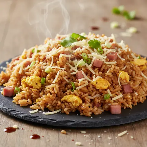 Riz Sauté aux Œufs et Jambon Style Asiatique