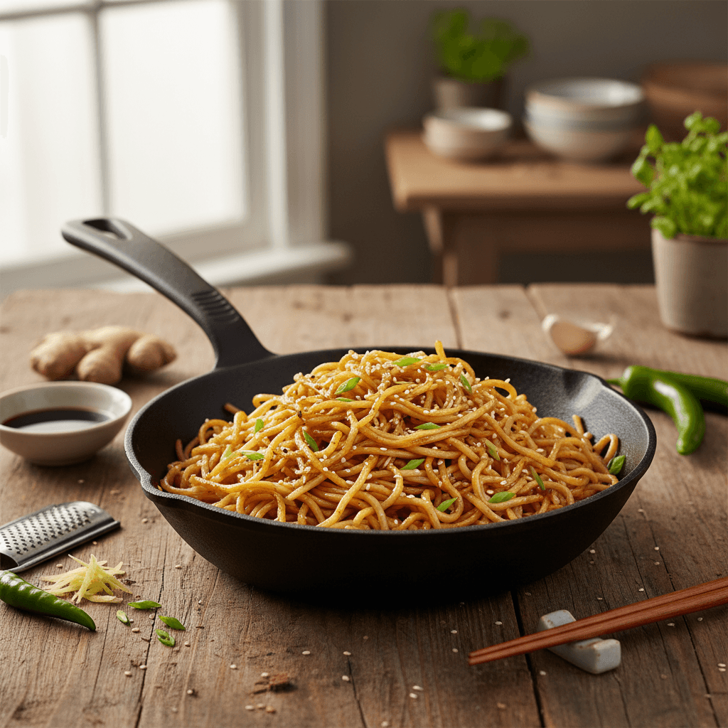 Gebratene Nudeln im Wok