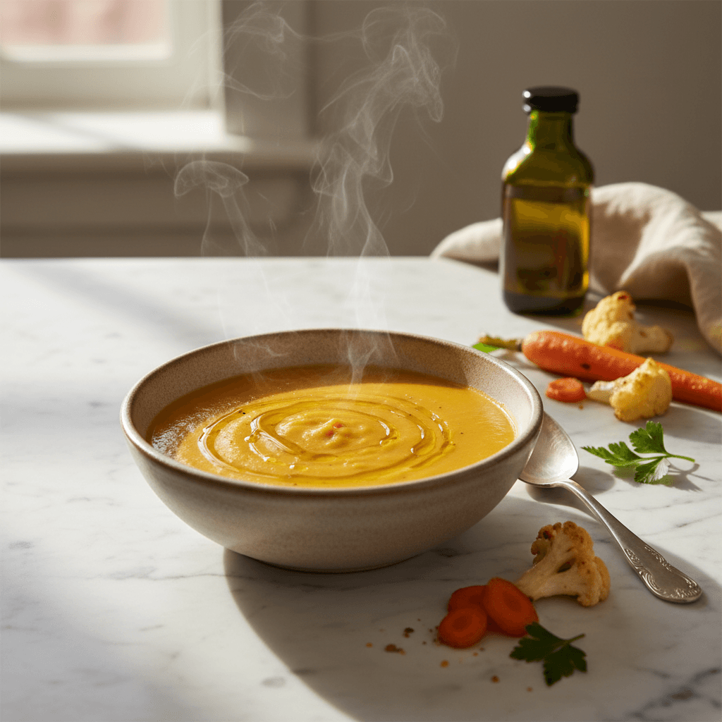 Soupe de Carottes et Chou-fleur à l'Huile d'Olive