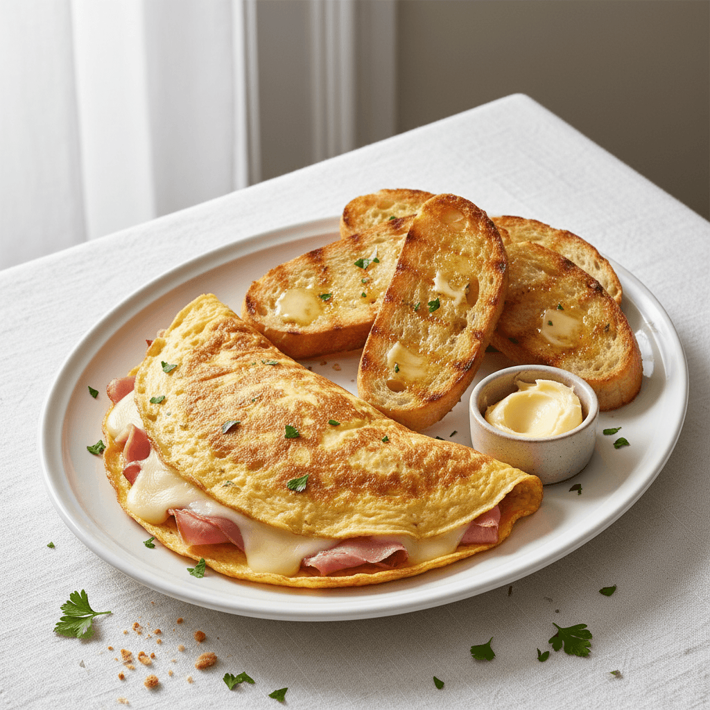 Omelette Jambon-Fromage et Croûtes Dorées