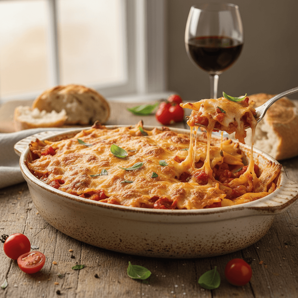 Gratin de Farfalles aux Tomates et Fromage