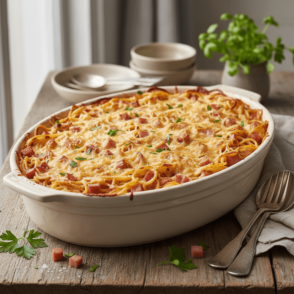 Baked Spaghetti with Ham