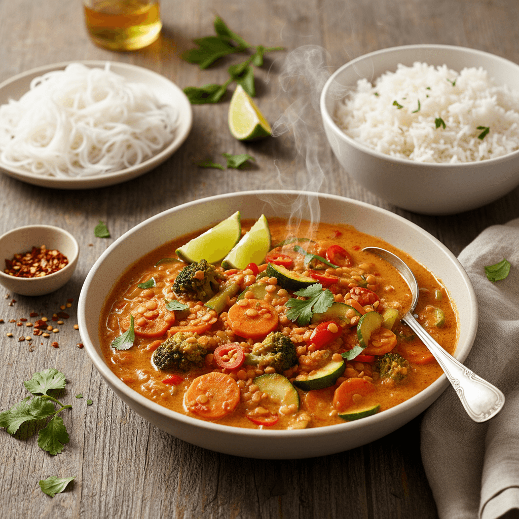 Asian Red Curry with Lentils and Vegetables