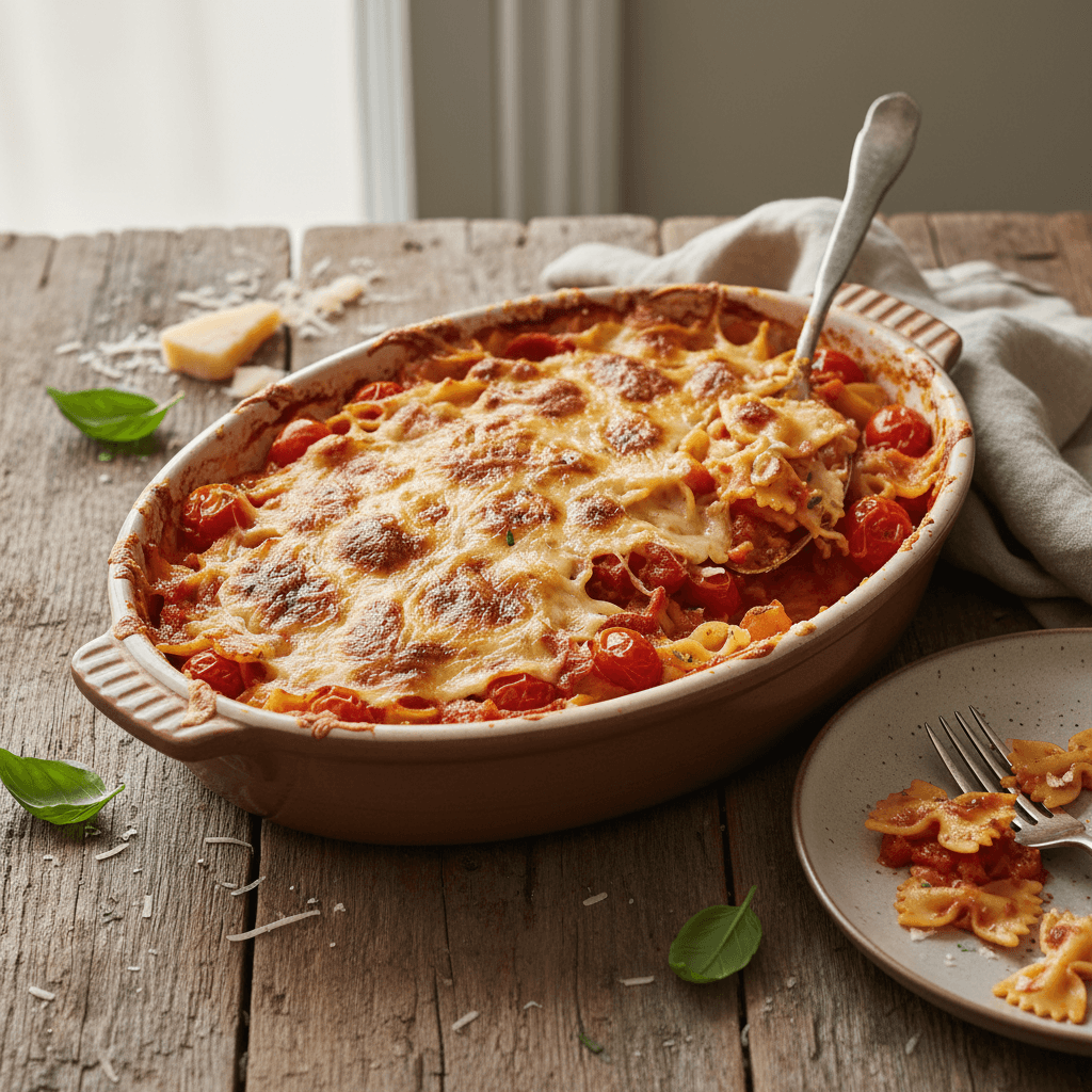 Farfalle Gratin with Tomatoes and Gruyère
