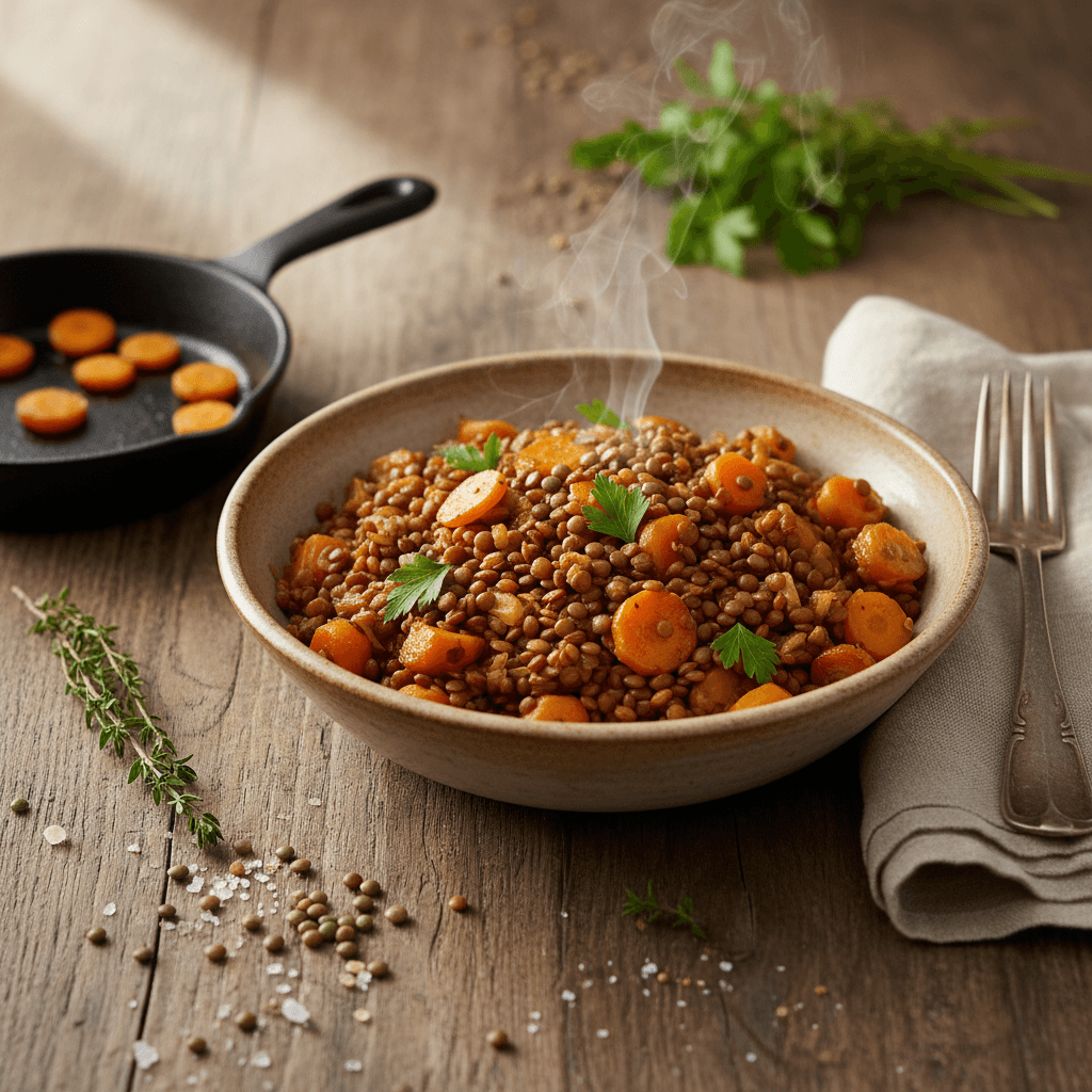 Linsen und Möhrenpfanne