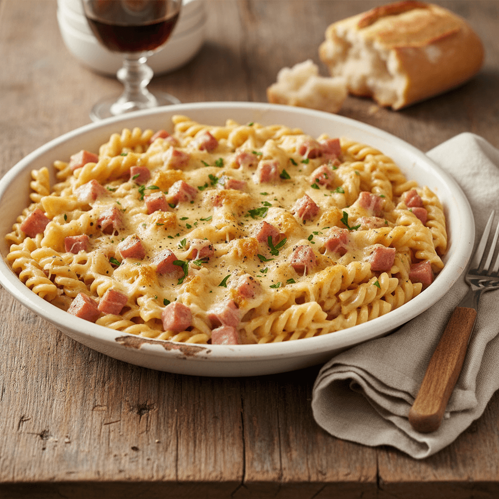 Penne mit Schinken und Gruyère