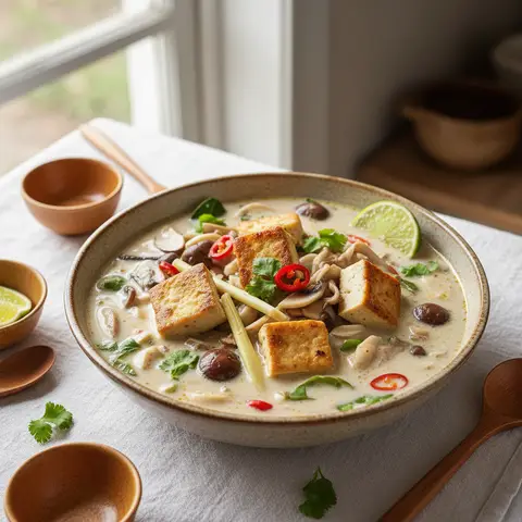 Soupe thaï tom kha au tofu et champignons