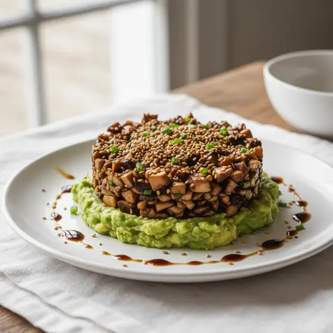 Tartare de champignons shiitake au sésame et avocat