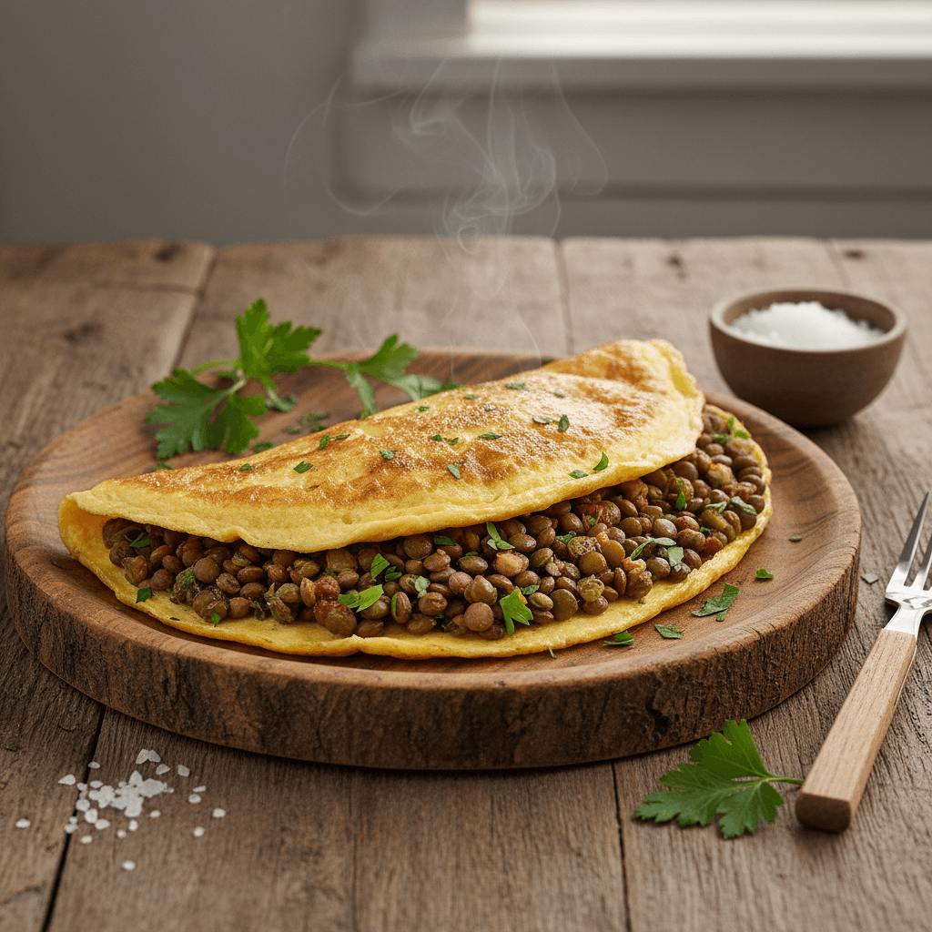 Omelette simple aux lentilles