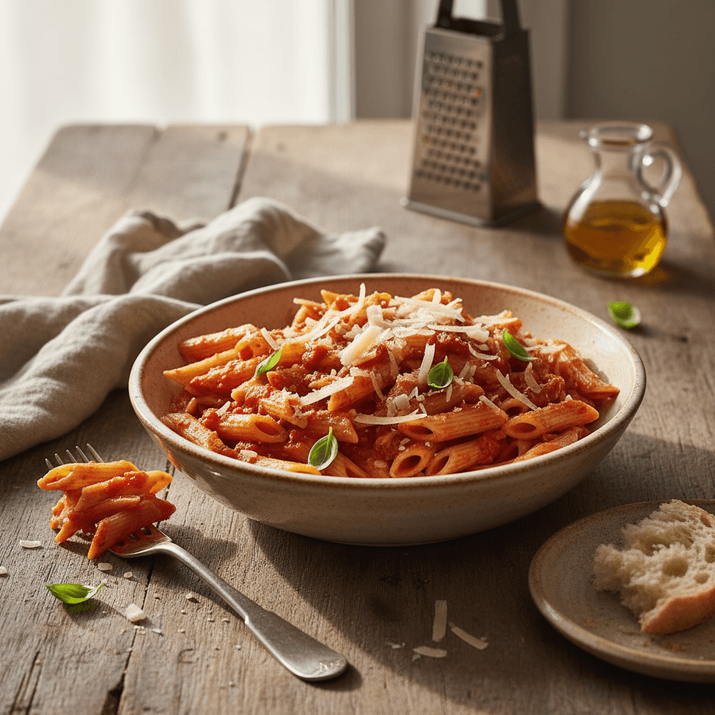 Penne with Tomato Sauce and Comté