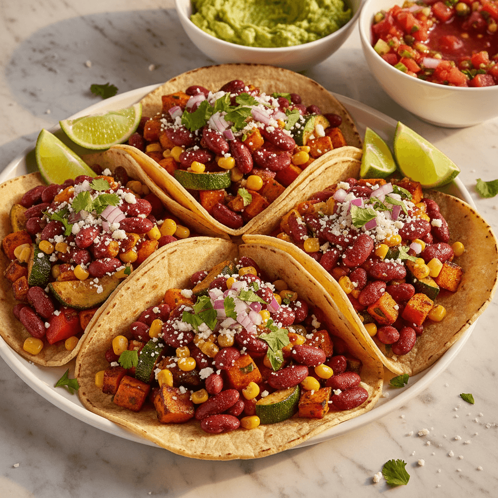 Tacos mexicains aux haricots et légumes