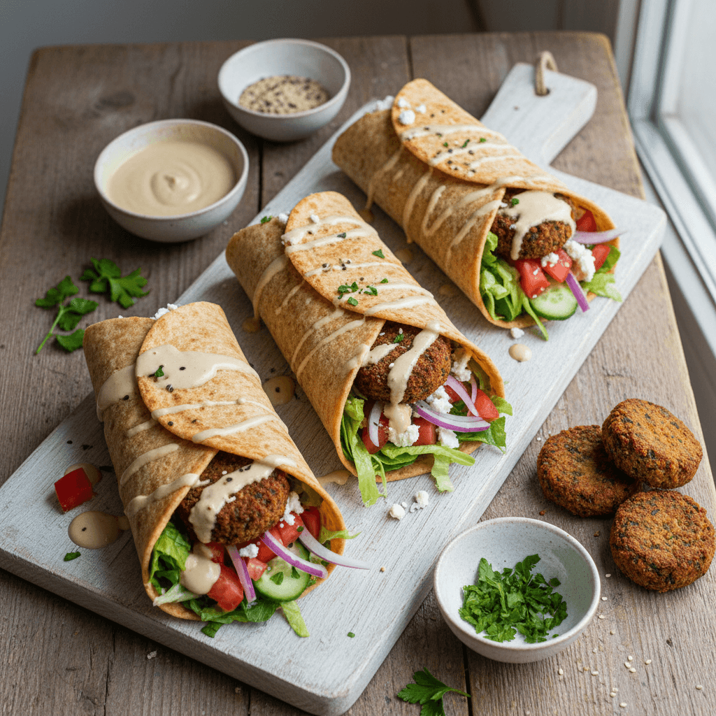 Mediterranean Wraps with Homemade Falafels