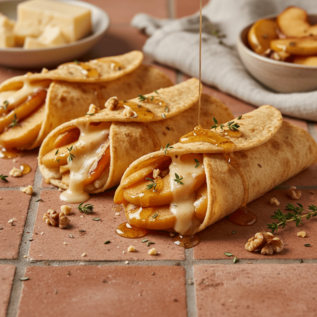 Wraps aux pommes rôties et fromage