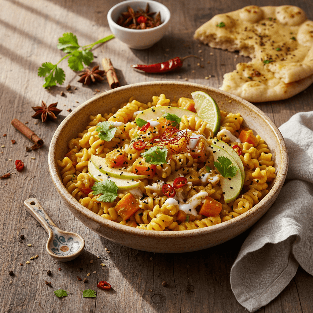 Curry de Pâtes aux Pommes et Carottes