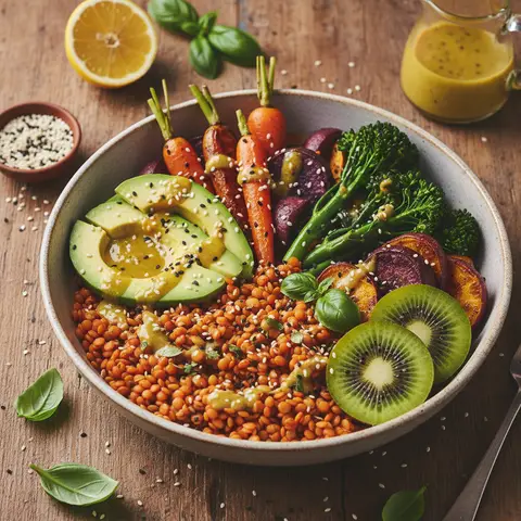 Buddha Bowl Italo-Asiatique aux Lentilles et Kiwi