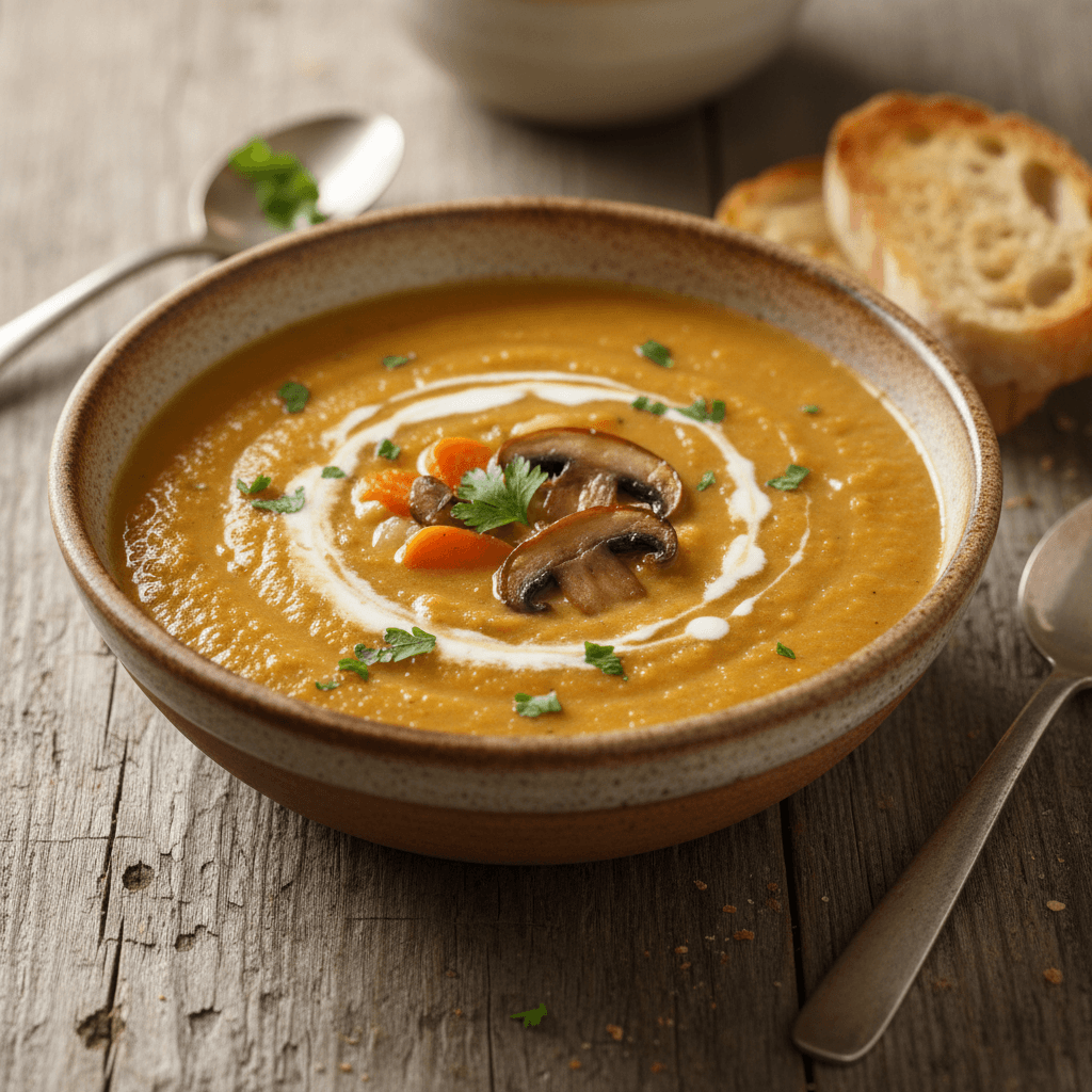 Cremige Karotten-Pilz-Kartoffel-Suppe