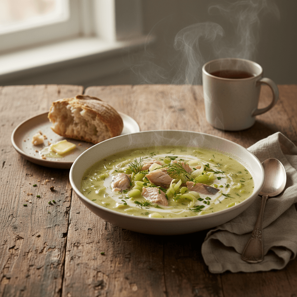 Soupe de céleri et maquereau