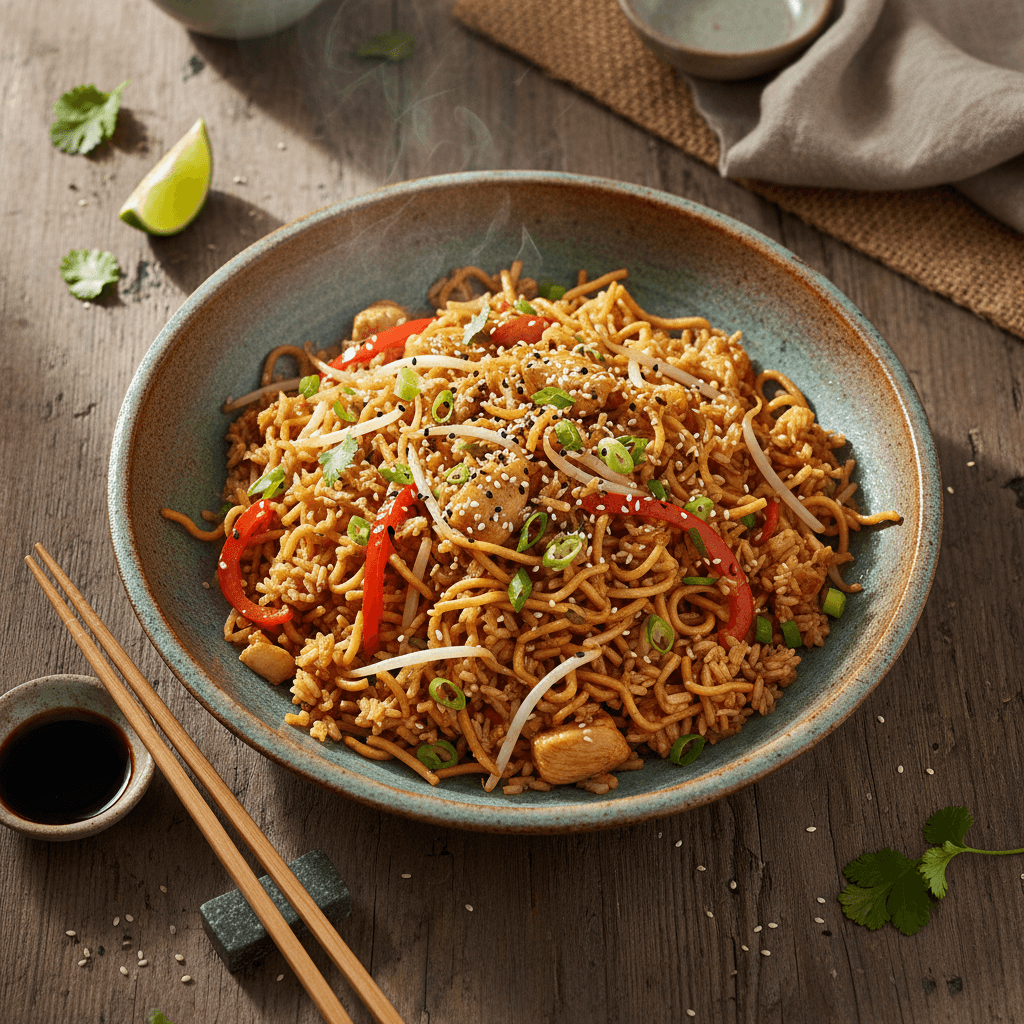 Stir-Fried Rice with Crispy Noodles