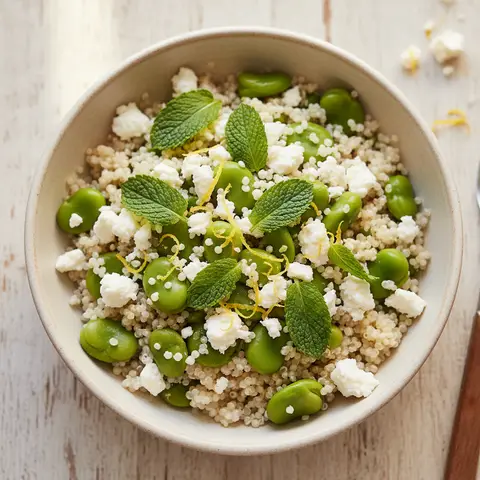 Bowl quinoa & fèves feta citron