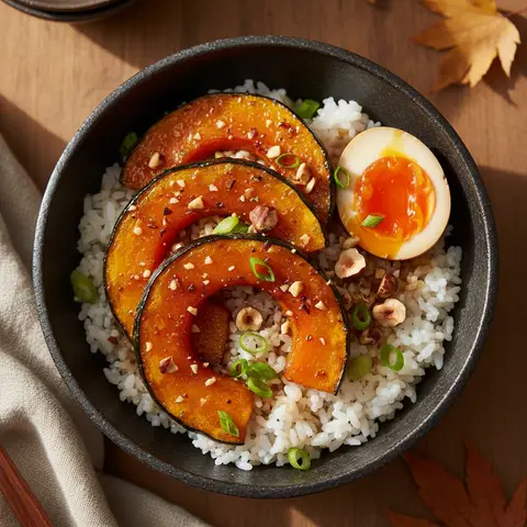 Bowl potimarron rôti & œuf miso noisettes