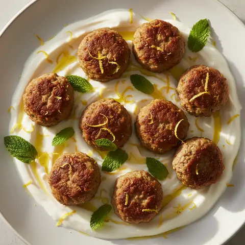 Boulettes d'agneau & menthe en sauce yaourt
