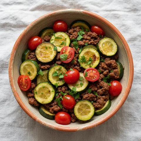 Bowl bœuf haché & courgette tomate herbes