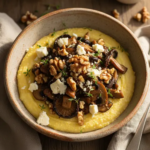 Bowl polenta & gorgonzola champignons noix