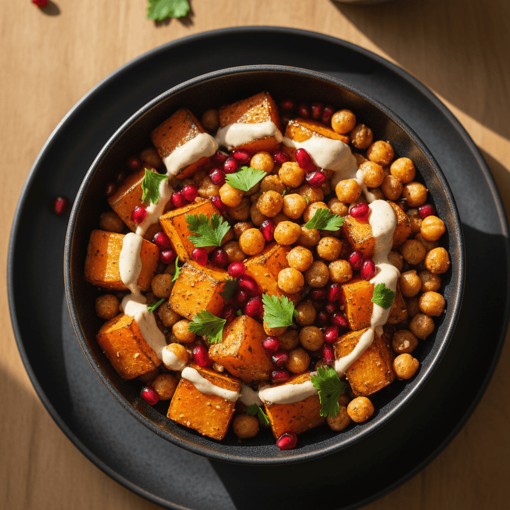 Bowl potimarron & pois chiches tahini grenade