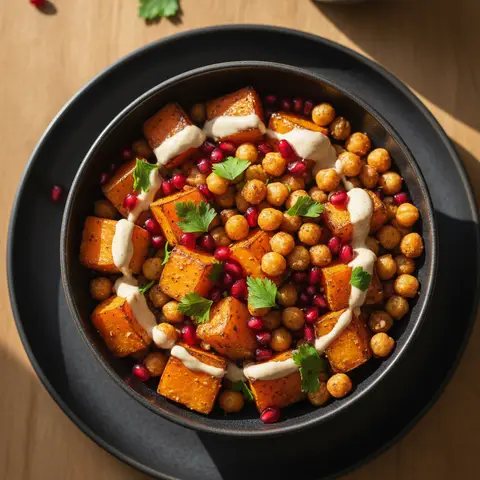 Bowl potimarron & pois chiches tahini grenade