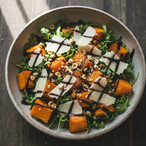 Bowl potimarron rôti & roquette parmesan noisettes