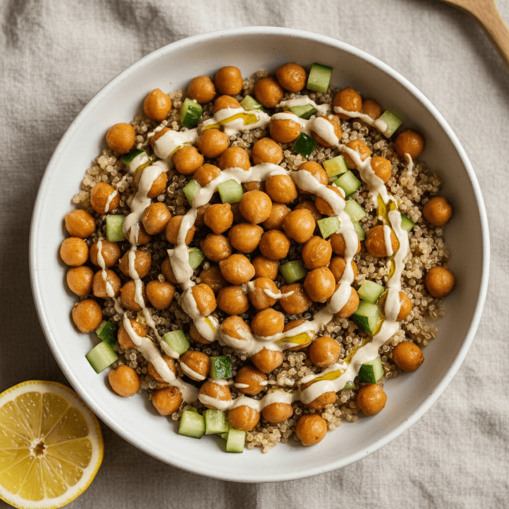 Bowl quinoa & pois chiches concombre tahini