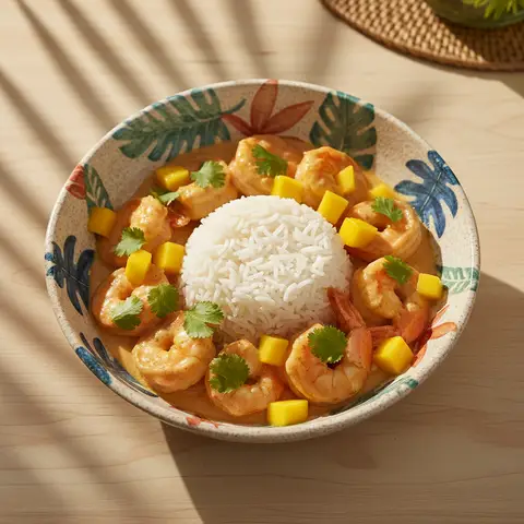 Bowl riz & crevettes à la mangue coco coriandre