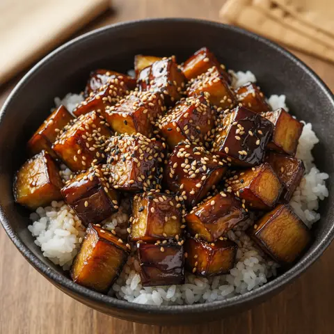 Bowl riz & aubergine miso sésame gingembre