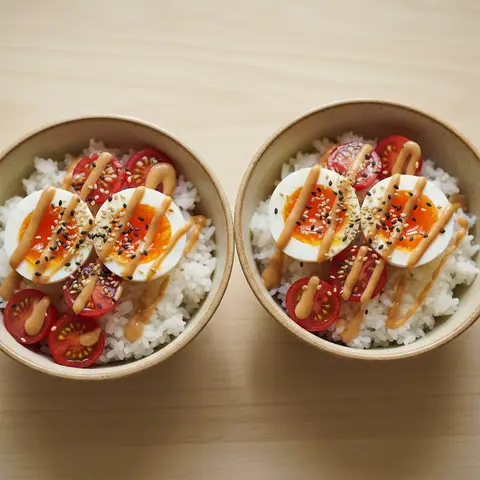 Bowl riz & œuf mollet tomate sésame miso