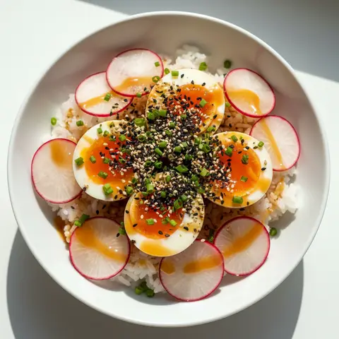 Bowl riz & œuf mollet radis au ponzu