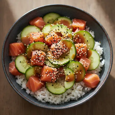 Bowl saumon & avocat concombre sauce ponzu sésame