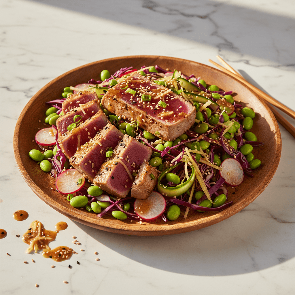 Salade de thon tataki aux légumes croquants