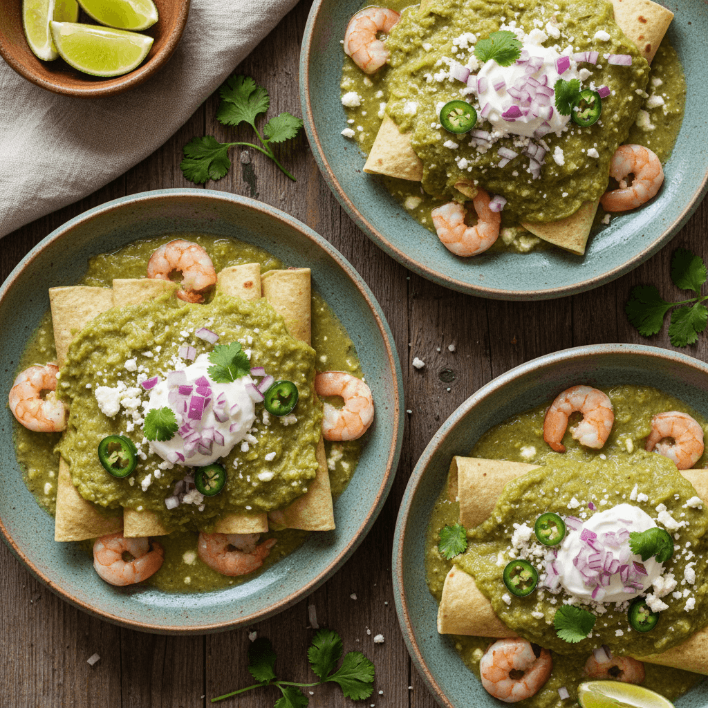Enchiladas Verdes aux Crevettes