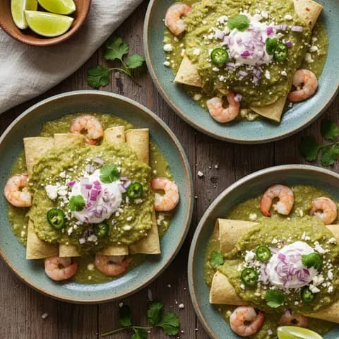 Enchiladas Verdes aux Crevettes