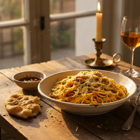 Spaghettis au Curry et Gruyère