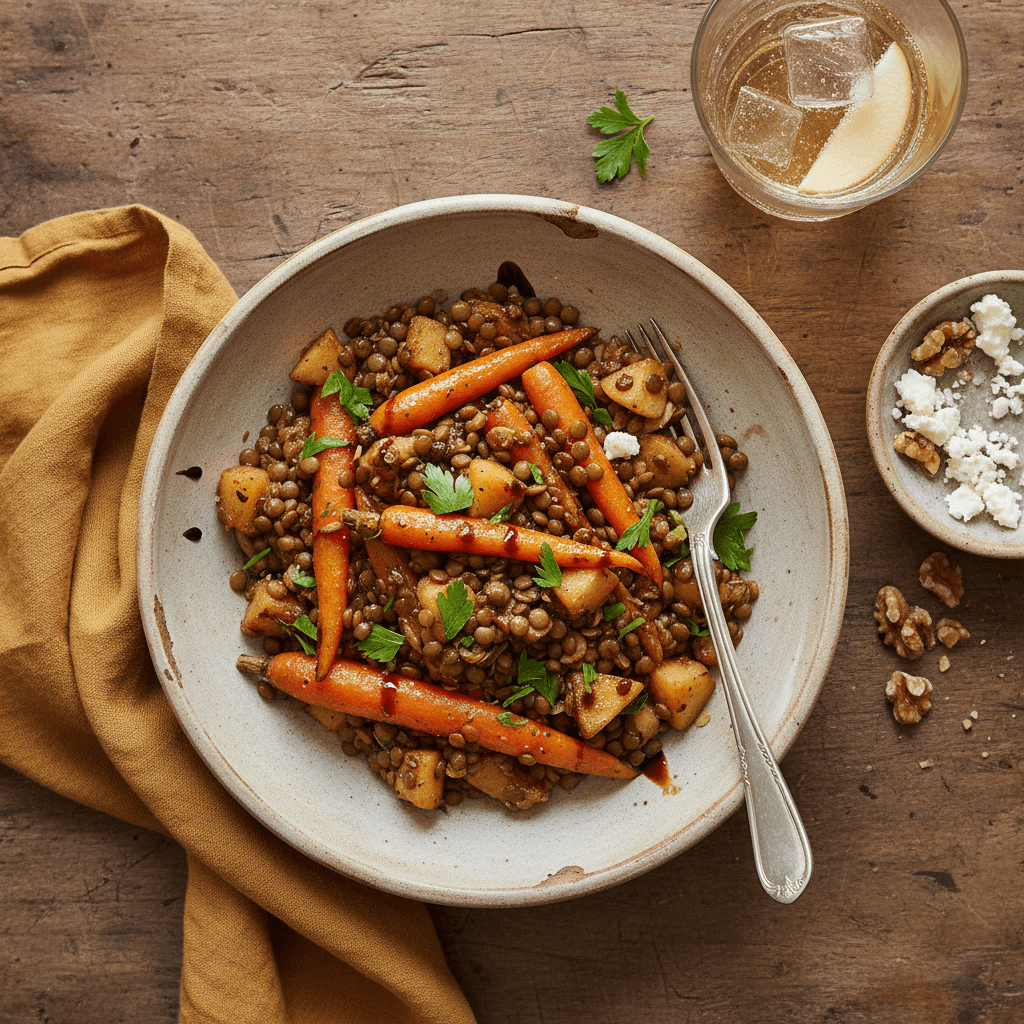 Poêlée Lentilles, Carottes et Pommes