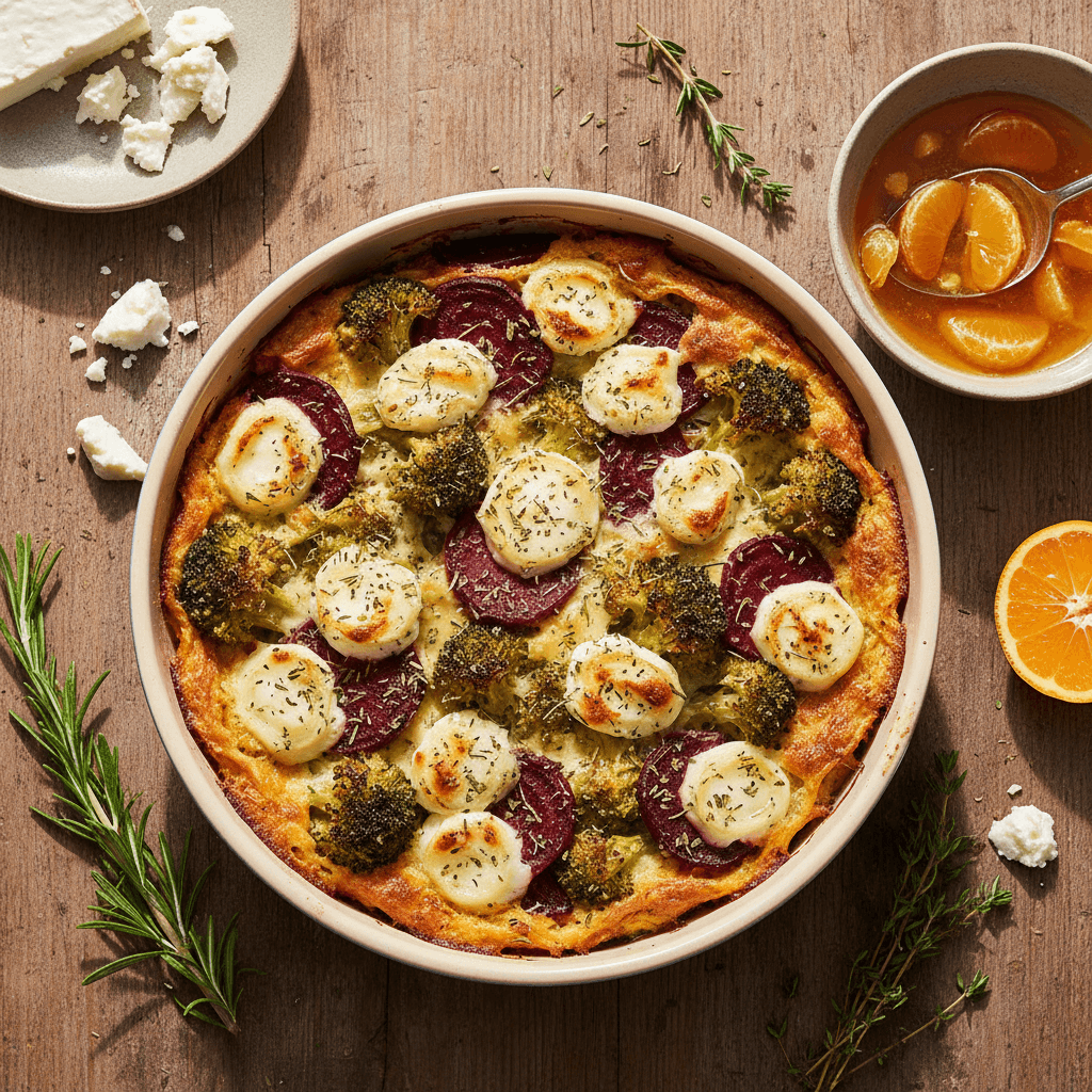Gratin Méditerranéen de Brocoli, Betterave et Chèvre