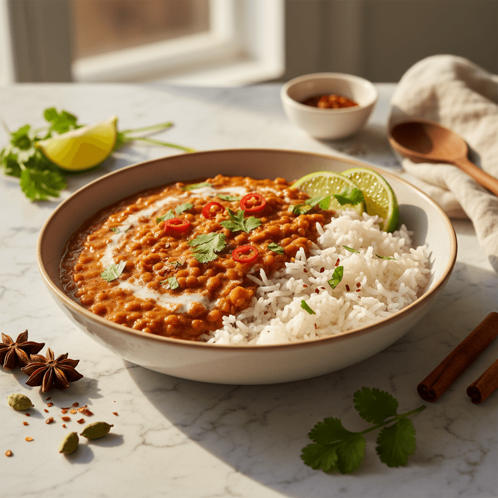 Curry de Lentilles Rouges à l'Asiatique