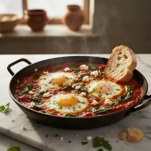 Shakshuka à la feta et épinards