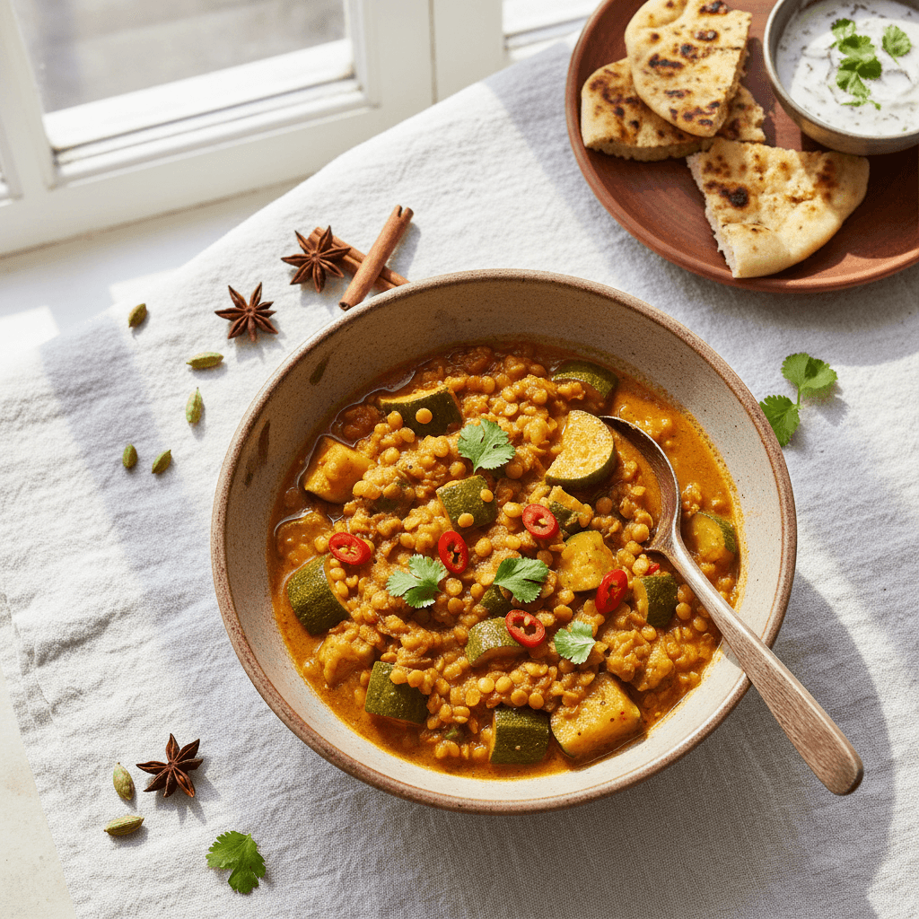 Curry de Courgette et Lentilles Corail